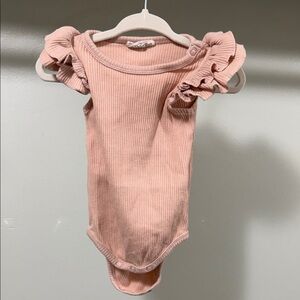 Charming Ruffled Kids Bodysuit in Soft Pink